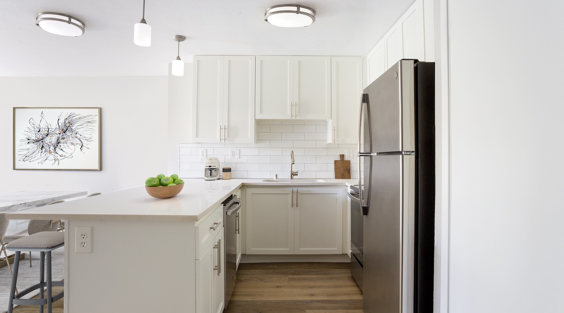kitchen with white cabinets and stainless steel appliances