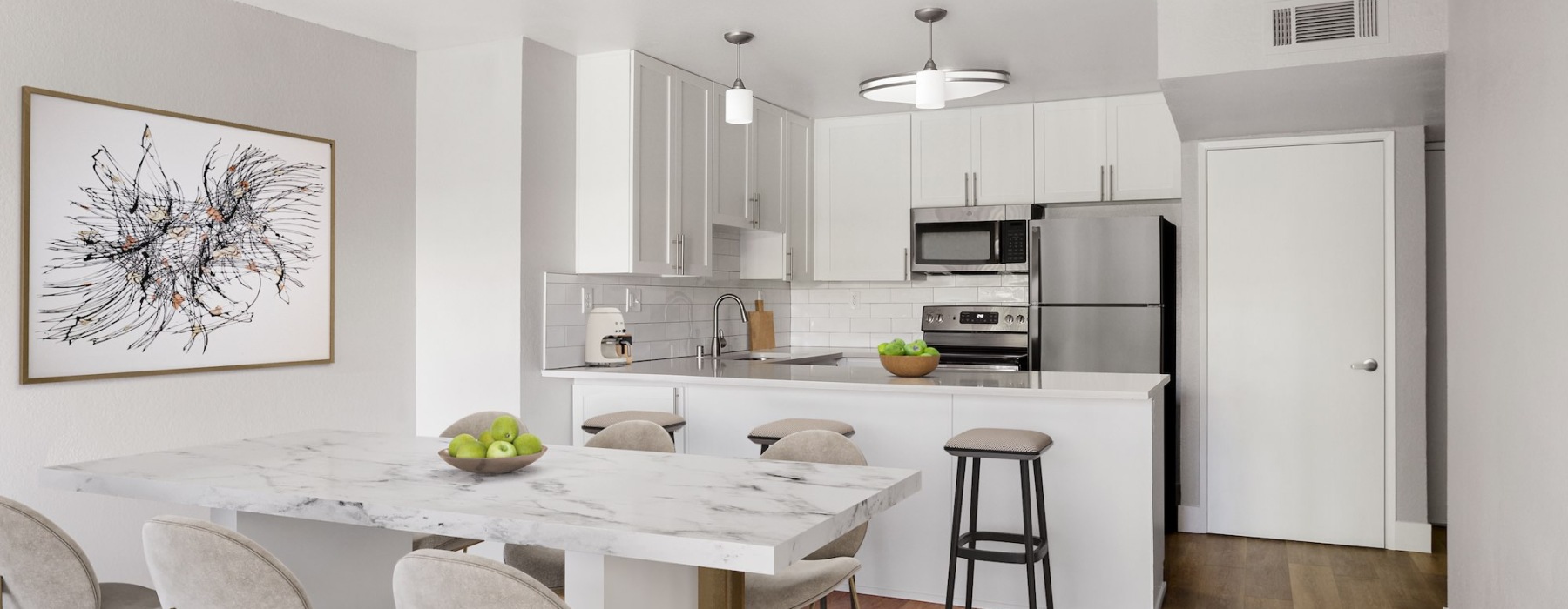 Well-lit kitchen with ample counter space